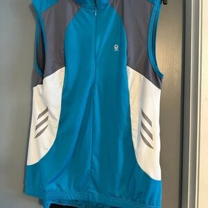 DKNY Blue and Gray Sleeveless Jersey Top